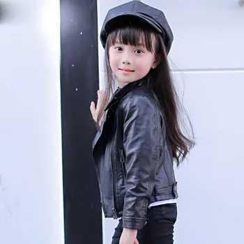 

Kids Baby Girls Boys Long Sleeve Solid Outwear Leather Coat Short Jacket Clothes high quality dropshiping W1126