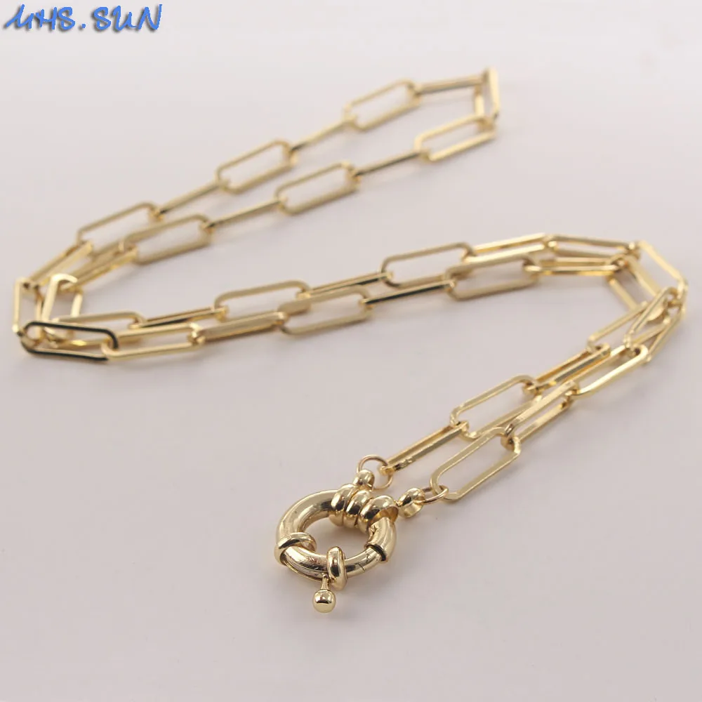 MHS.SUN New Design Anchor Pendant Necklace Bracelet For Women Chunky Link Chain Necklace Bangle Hip Hop Jewelry For Gift 1PC 