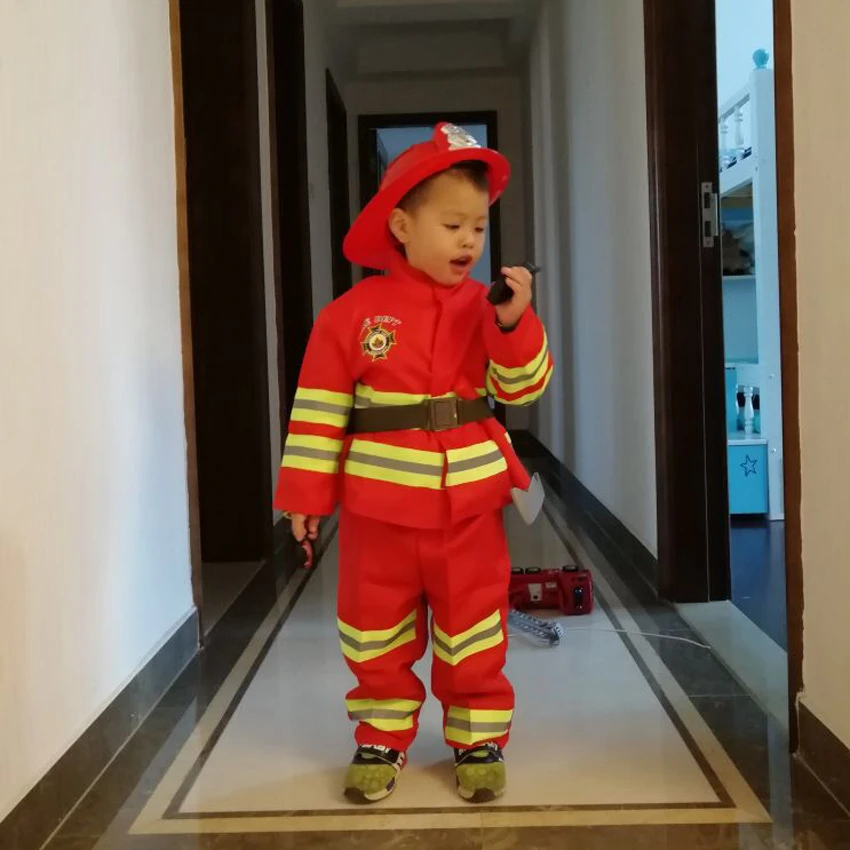 Costumes De Pompier Pour Enfants Et Adolescents Ensemble De Vetements Pour Bebes Garcons Fete D Halloween Cosplay Jeu De Role Avec Ceinture Aliexpress