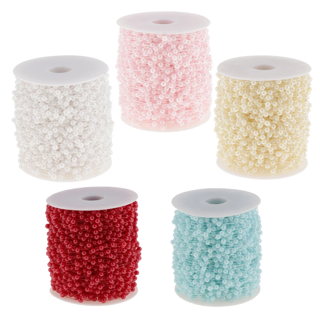 60m /197ft Crystal Pearl Beads Chain Garland Strands Wedding Party DIY Decor