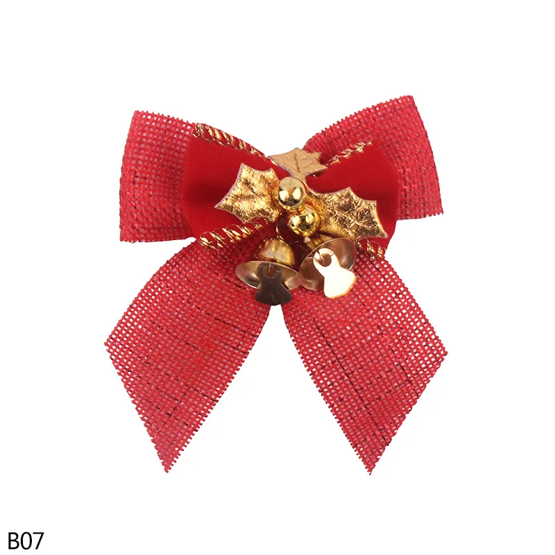 2 шт. тканевые красные рождественские банты для елки, орнамент для рождественской елки, Подарочные оберточные галстуки, новогодние вечерние украшения для дома - Цвет: B07