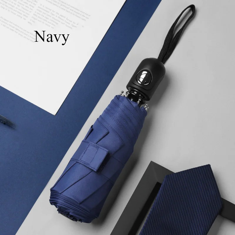 Navy Камер Мгновенной Печати Mini 8 костей автоматический зонт сплошной цвет пять-со складным зонтом, крепкий зонт 5 складной женщин Карманный Umbrellara у женщин - Цвет: Navy
