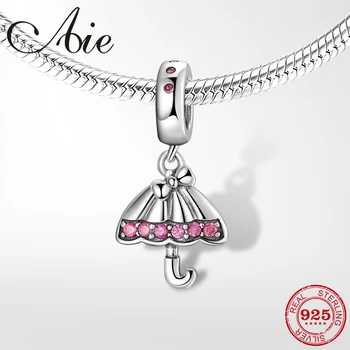 

New 925 Sterling Silver with CZ Charm fashion small umbrella Pendants bead Jewelry making Fit Original Pandora Charm Bracelet