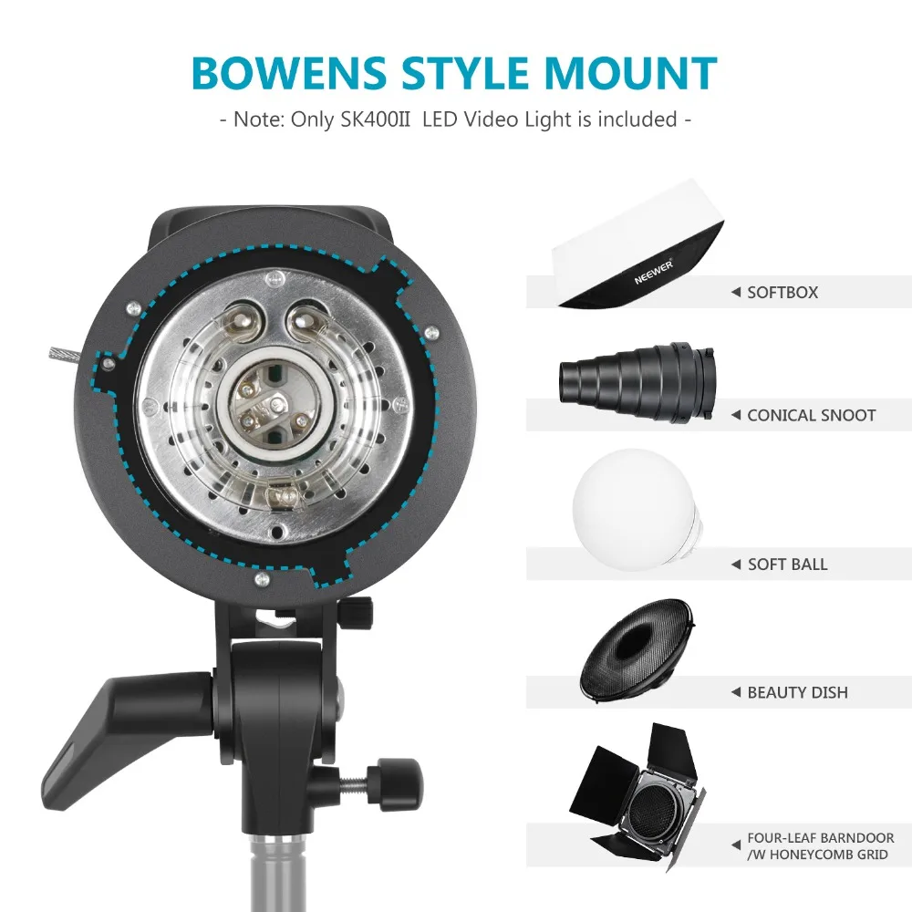 Neewer SK400II Studio Strobe 400 W, 2,4G Беспроводная система GN65 5600K Monolight+ Bowens Mount 150W моделирующая лампа, большая ЖК-панель