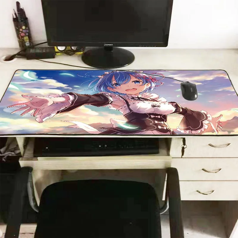  XGZ Re Zero Anime Girl Large Gaming Mouse Pad Lock Edge Mouse Mat Keyboard Pad Desk Mat Table Mat G