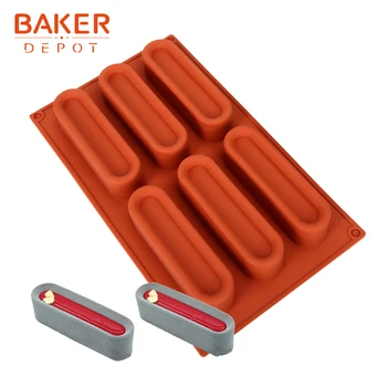 

BAKER DEPOT silicone mold for mousse cake 6 hole handmade soap mould oval jello biscuit pastry bakeware dessert cake decoration