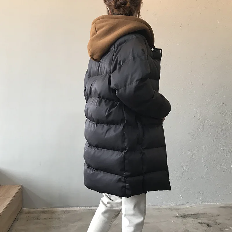 CamKemsey зимние парки пальто для женщин толстый теплый пуховик с хлопковой подкладкой повседневные однотонные молнии с капюшоном длинные зимние куртки