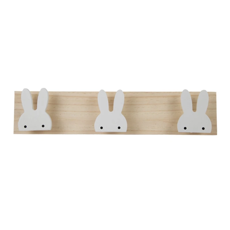 Simple Design 3 Hooks Wall Mounted Coat Rack Wooden Clothes Pegs Rustic Finish Decor Household Storage Collection Appliances afbeelding