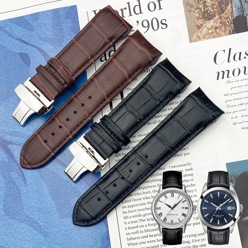 Ремешок из натуральной телячьей кожи для Tissot T035 черный браслет с изогнутым