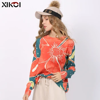 

Women Sweater Top 2020 Winter Sweet Print Women Pullovers Knitted O-Neck Jumper Oversized Warm Sweaters High Elastic Pull Femme