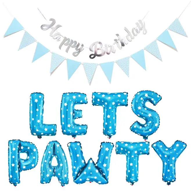 4 LETS PAWTY фольга Воздушные шары День рождения украшения Дети Алфавит домашние собаки кошки подарок розовый/синий воздушные шары Детские принадлежности для душа - Цвет: 4