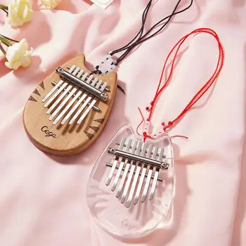 

8 Key Kalimba Mini Portable Thumb Piano Finger Percussion Wooden Acrylic Keyboard Pocket Musical Instruments with Lanyard