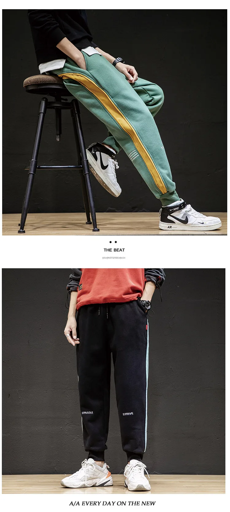 Autumn and winter m-6xl Japanese men's large splicing pure cotton fleece Harlem Sweatpants