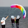 Professional 1.4/2/2.7m Dual Line Parafoil Kite With Control Bar Line Power Braid Sailing Kitesurf Rainbow Sports Beach 4