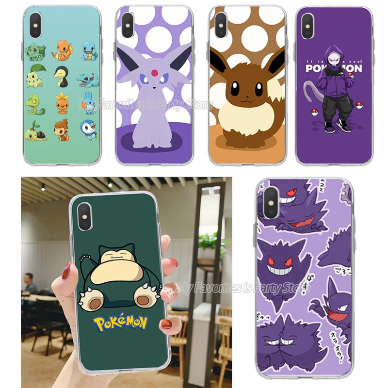 Pokemon Pikachu Phone Case Silicone Transparent Cover Snorlax Anime Cartoon Mobile Shell for IPhone Xr Xs 11pro max | Дом и сад