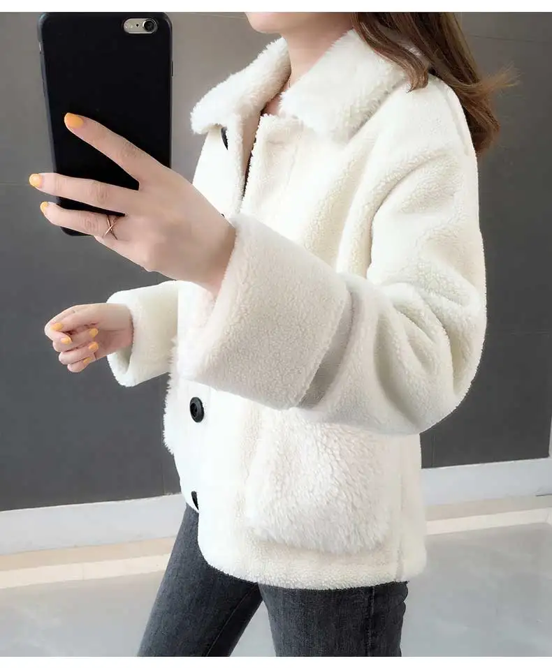 AreMoMuWha зимняя новая овечья стрижка пальто Женская бархатная Короткая секция мех одна из шерсти ягнёнка, кашемир женские куртки и пальто QX1269