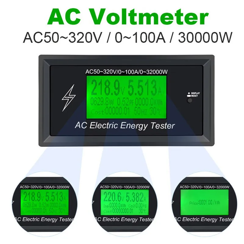 

AT3010 AC50~320V 100A 3KKW Phone App AC Meters Digital Voltage Meters indicator Power Energy Meter Voltmeter Ammeter Current