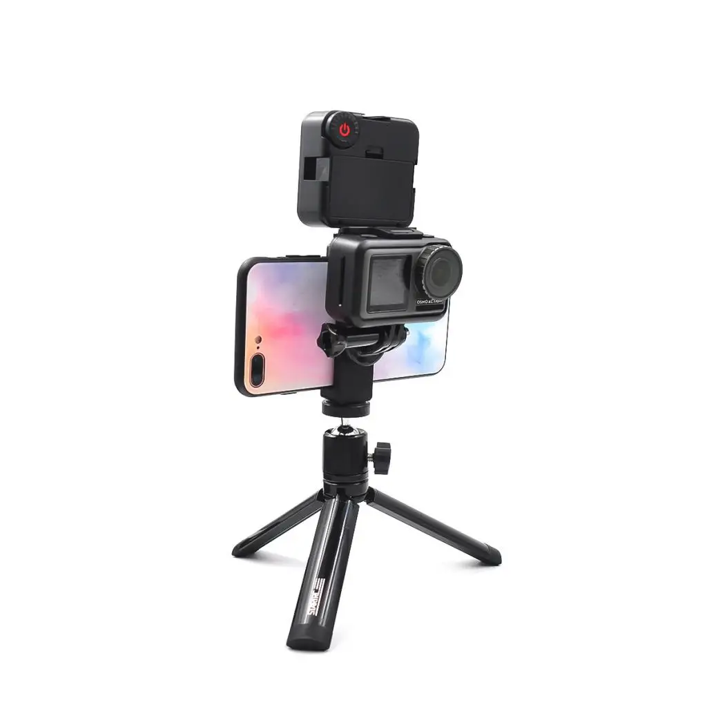 Metal Handheld Adjustable Tripod Mount Extension Tripod LED Fill Light For iPhone Samsung Xiaomi Huawei Mobile Phone Clip