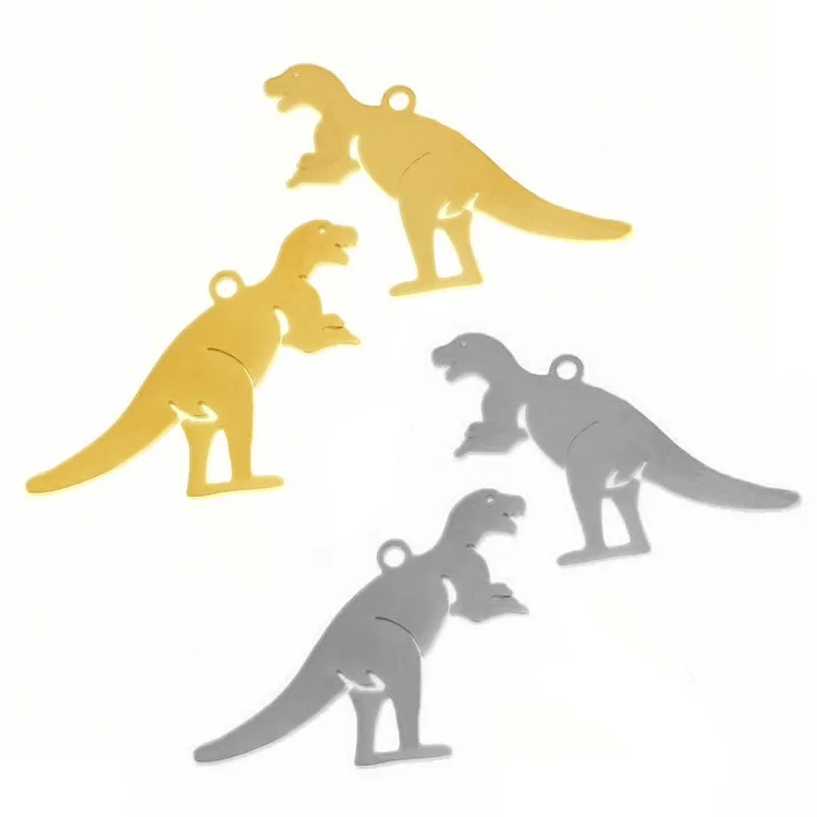 5pcs/lot Stainless Steel Gold Dinosaur Pendant Charms For Diy Animal