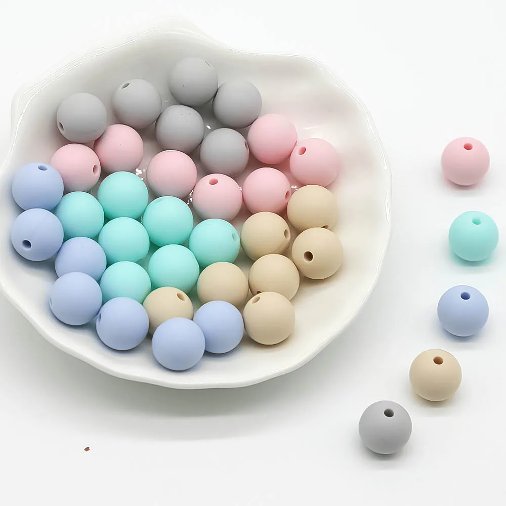 

Cute-idea 12mm 20pcs silicone beads teething chewable pearl safe round nursing Accessories teether making handmade DIY baby toy