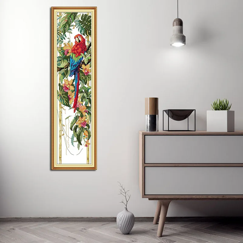 Joy Sunday Scarlet macaw вышивка крестиком напечатанный холст наборы для вышивки 14CT животное ткань Счетный DIY рукоделие DMC домашний декор