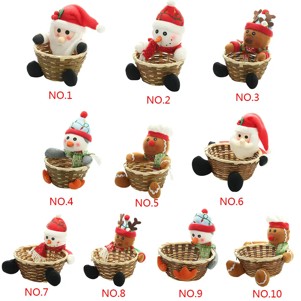 Christmas Candy Storage Basket Santa Snowman Animal Cartoon Gift Fruit Holder Xmas Decoration Container Storage Basket