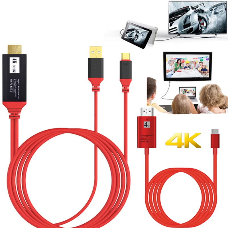 4K Type C HDMI адаптер HDTV видео кабель 1080P конвертер телефона на ТВ для macbook Samsung Galaxy S8 S9