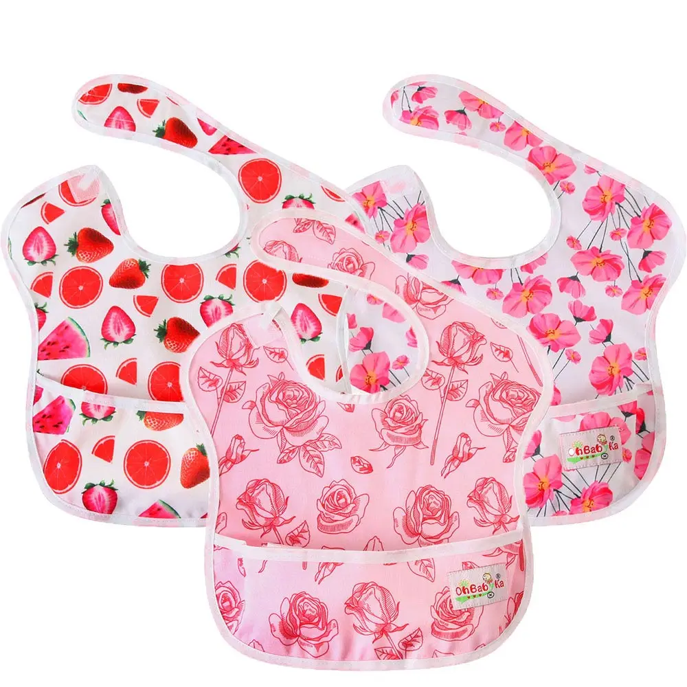 

3pcs/Pack Waterproof Bib with Pocket Baby Feeding Clothes Newborn Infant Baberos Bebes Pocket Bibs Baby Girl Clothes