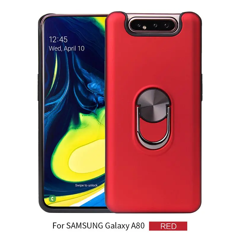 Для samsung A80 простое два в одном крепление в виде кольца на палец чехол для samsung GALAXY A10E A20E A50 A60 A70 чистый цвет антипадающий чехол - Цвет: red