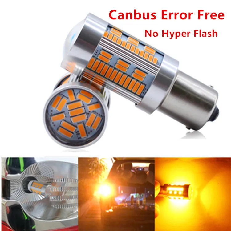 2 шт./компл. Автомобильный светодиодный сигнальный фонарь 1156 T20 BA15S 105SMD 4014 лампочка Золотой Желтый автомобильный сигнал поворота обратный тормозной Свет 18 Вт 12 В/24 В
