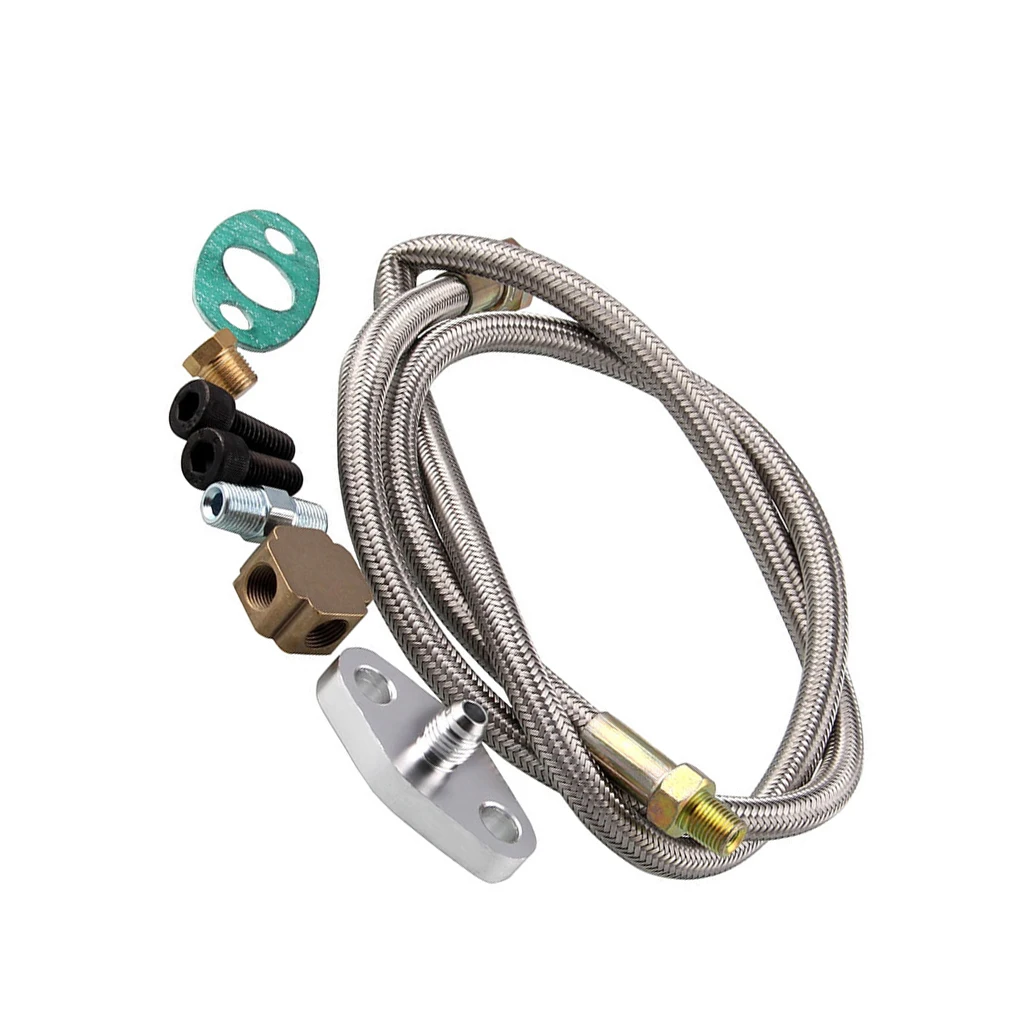 

Replacement For T3 Turbocharger Aluminum Turbo Oil Inlet Hose Feed Line Adapter Kit CNC Machining Parts