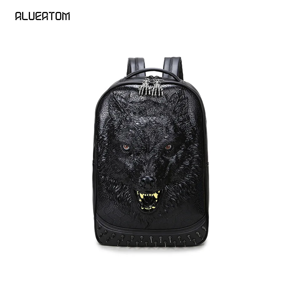 Рюкзак с 3D тиснением verisimild Wild Wolf из искусственной кожи, рюкзак для путешествий, рюкзак для ноутбука, женский и мужской рюкзак на плечо, Mochila Feminina, сумка в стиле панк
