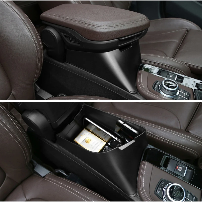 Для BMW X1 F48 LHD средний подъем подлокотник центрального сиденья Коробка консоль органайзер для хранения лоток