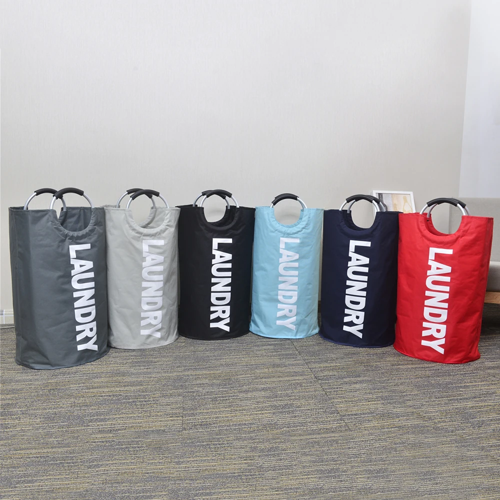 Laundry Bag Foldable Laundry Hamper Durable Oxford Fabric Laundry Basket Clothes Sorter Portable Storage Bag with Alloy Handle