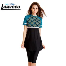 Лоскутные мусульманские купальники больших размеров для женщин, скромный полный чехол с коротким рукавом, Мусульманский купальник, хиджаб, 4XL, Буркини, одежда, купальный костюм