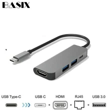 Basix type C концентратор USB-C-HDMI 4K концентратор USB 3,0 адаптер PD зарядный порт для MacBook Pro samsung Galaxy S8 huawei P20 Usb C концентратор
