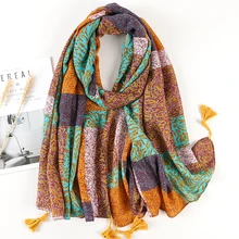 

Luxury Brand 2022 Cotton Scarf Women Large Shawls Pashmina Hijab Scarves Echarpe Design Print Beach Headscarf Female Foulard New