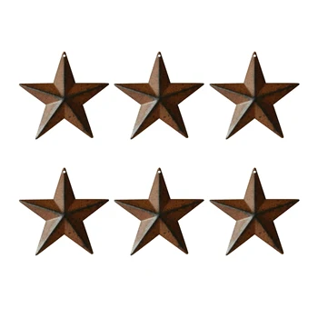 

Country Rustic Antique Vintage Gifts , Set of 6 Rusty Metal Barn Star Wall/Door Decor，4 Inch