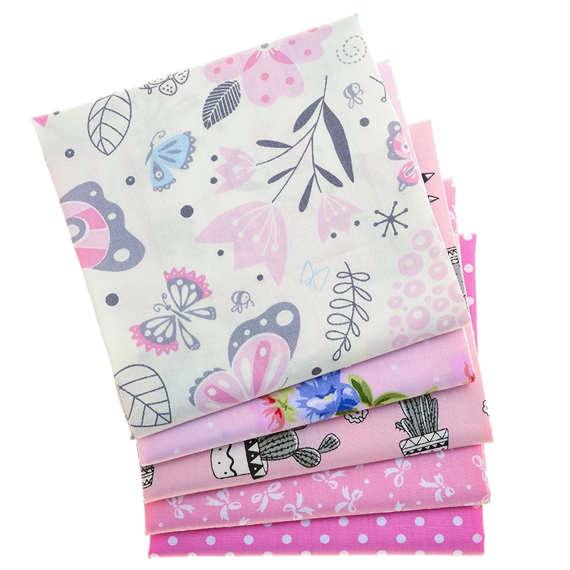 

Pure cotton handmade DIY pure cotton fabric, pink butterfly printing series pure cotton cloth set, one pack, 100CMX160CM