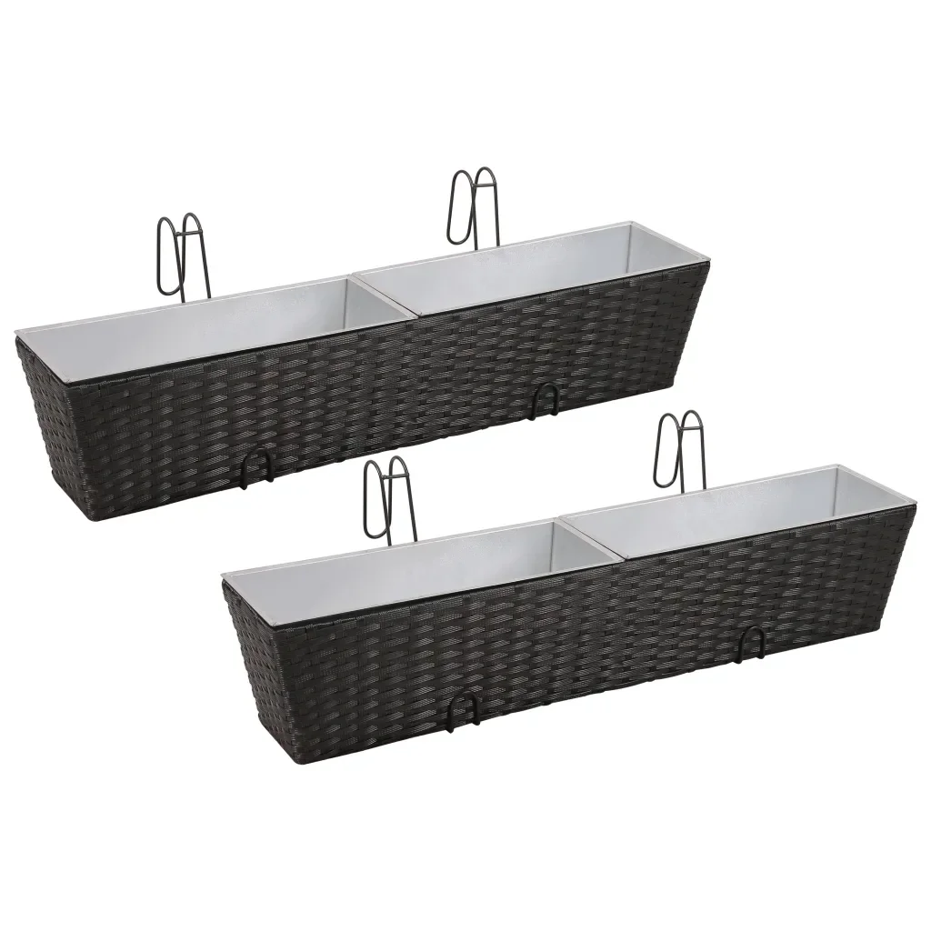 

2019New Arrival Balcony Hanging Rattan Planter Set 30 inch 2 pcs Black Vegetable Bed Flower Pot Home Plant Bed Simple Fashion