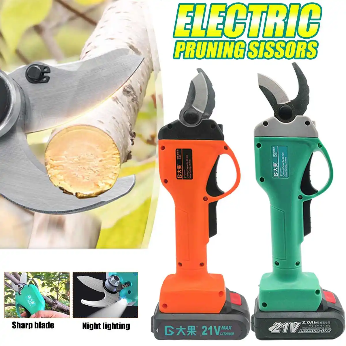 

21V Rechargeable Electric Pruning Scissors Pruning Shears Garden Pruner Secateur Branch Cutter Cutting Tool