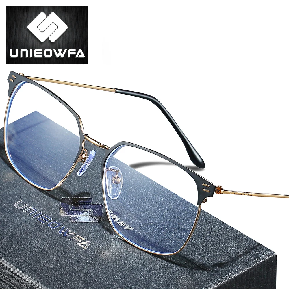 

UNIEOWFA Myopia Prescription Glasses Men Optical Progressive Eyeglass Square Retro Eyeglasses Photochromic Hyperopia Eyewear