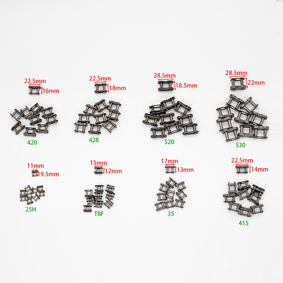 25H T8F 35 415 420 428 520 530 Chain Master Link Pocket Atv Quad Go Kart E Gas Scooter Moto Dirt Pit Bike