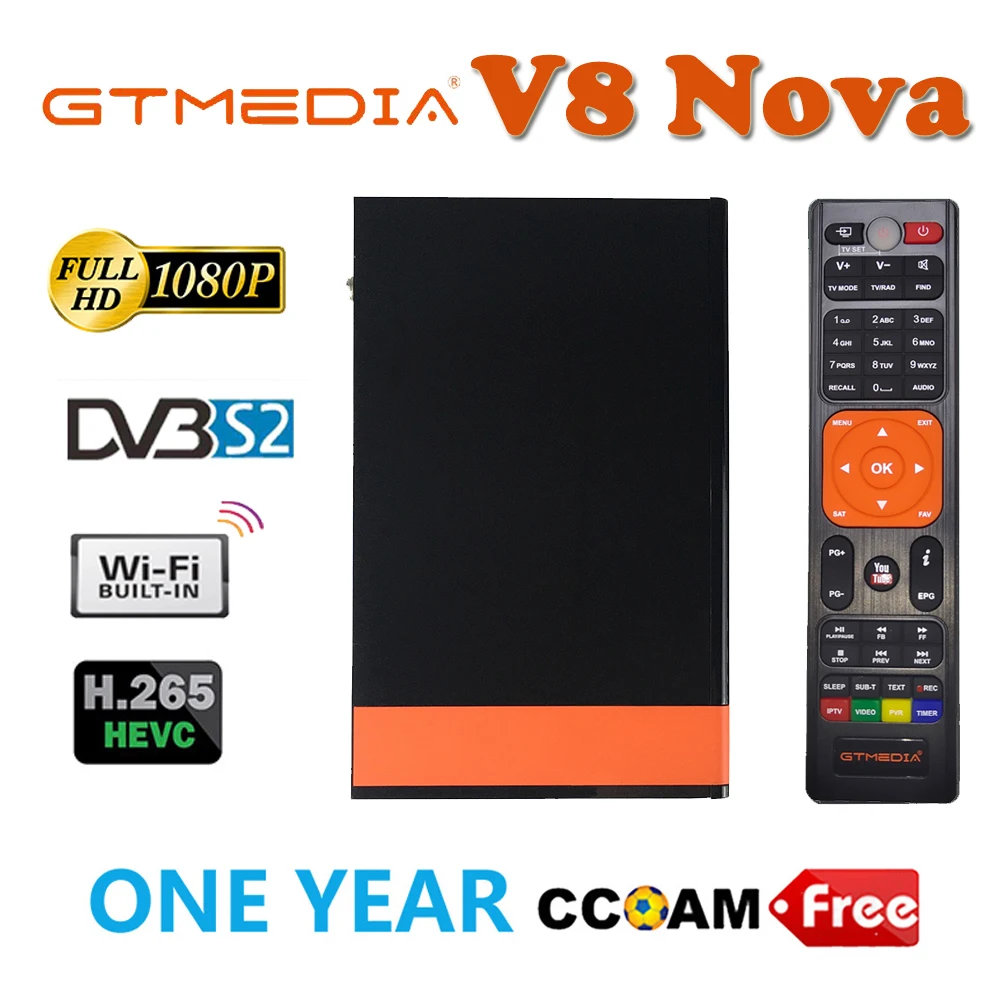

V8 Nova DVB-S2 Freesat Satellite Receiver H.265 built-in WIFI 1 year Spain CCcam New version of V8 Super GT Media v8