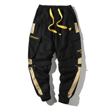Мужские шаровары с цветными блоками для бега, спортивные штаны в стиле хип-хоп, повседневные мешковатые спортивные штаны, уличная мода, брюки Hipster, мужские брюки