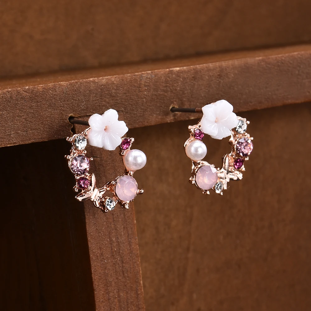 Новые белые жемчужные серьги в виде бабочек для женщин со стразами розовые серьги с имитацией жемчуга Модные женские ювелирные изделия