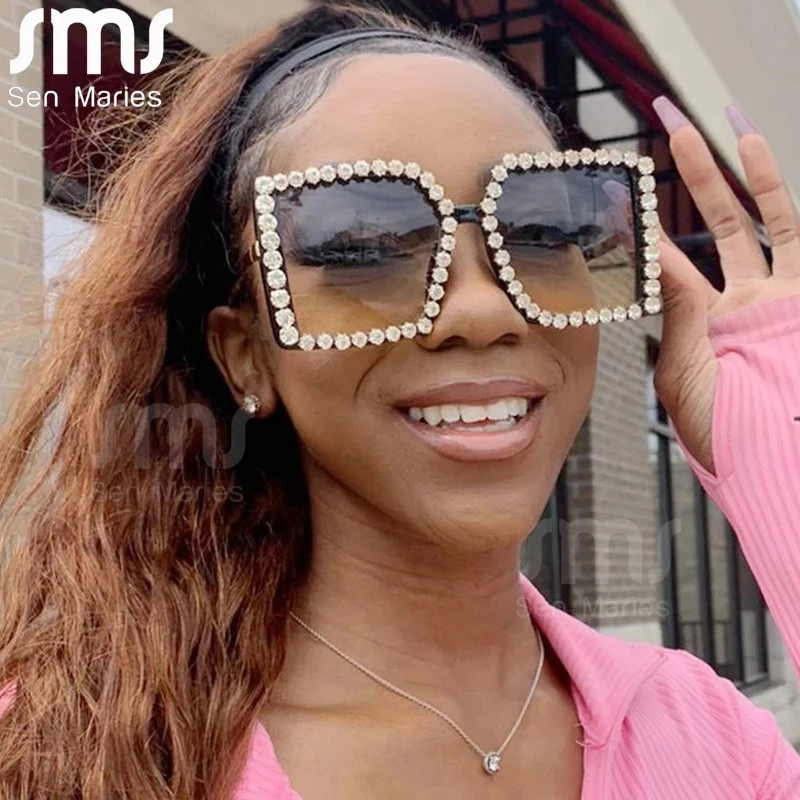 Gafas De Sol cuadradas De gran tamaño para mujer, anteojos De Sol femeninos De lujo con diamantes De imitación, Vintage, venta al por mayor, 2021|Gafas sol para mujer| - AliExpress