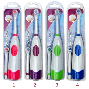 

1 Set Electric Rotating Toothbrush With 2 Brush Heads Battery Operated Oral Hygiene No Rechargeable Tooth Brush For Children