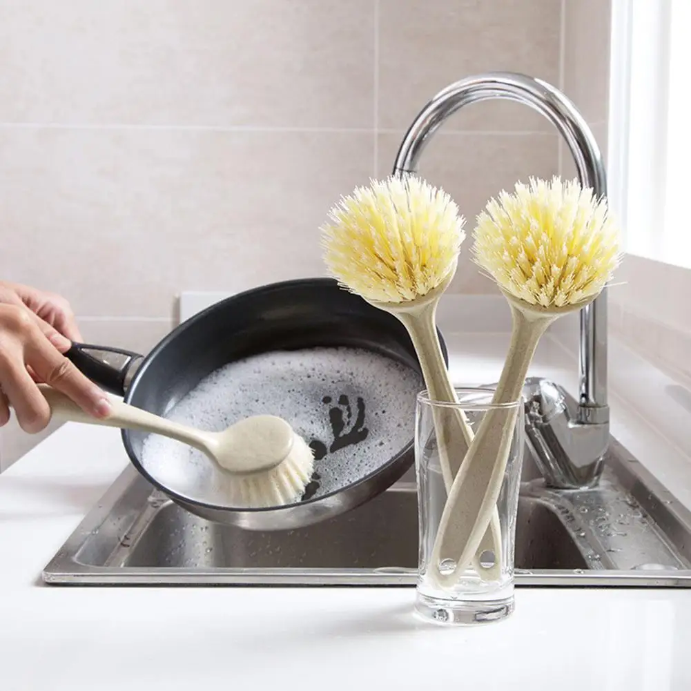 

Long Handle Pot Dishes Washing Brush Kitchen Sink Countertop Cleaning Tool