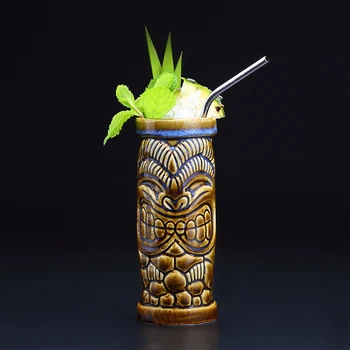 

390ml Hawaii Ceramic Tiki Mug Creative Porcelain Beer Wine Mug Cup Easter Islander Bar Tool